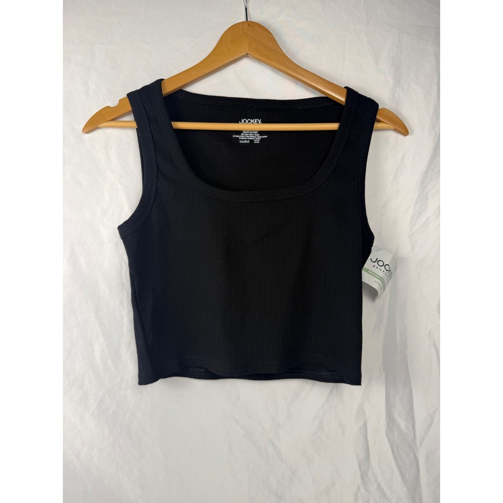Jockey Generation Medium Black Organic Cotton Ribbed Crop Tank NWT